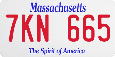MA license plate 7KN665