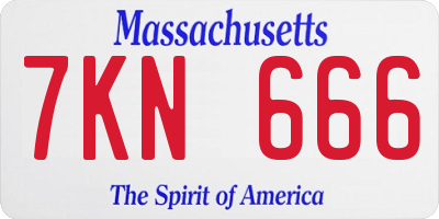 MA license plate 7KN666