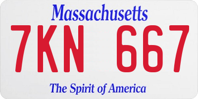MA license plate 7KN667