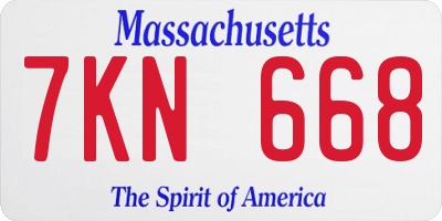 MA license plate 7KN668