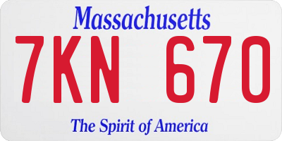 MA license plate 7KN670