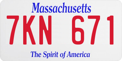 MA license plate 7KN671