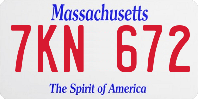 MA license plate 7KN672