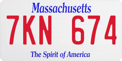 MA license plate 7KN674