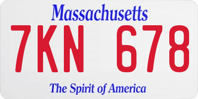 MA license plate 7KN678