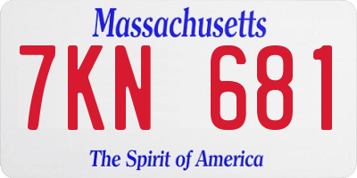 MA license plate 7KN681