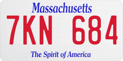 MA license plate 7KN684