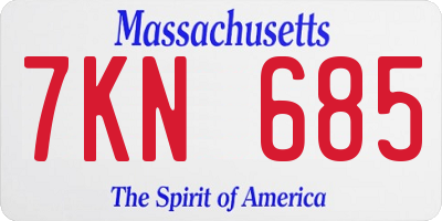MA license plate 7KN685