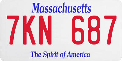 MA license plate 7KN687