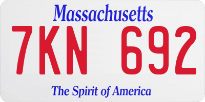 MA license plate 7KN692