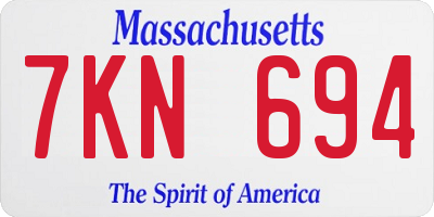 MA license plate 7KN694