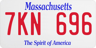 MA license plate 7KN696