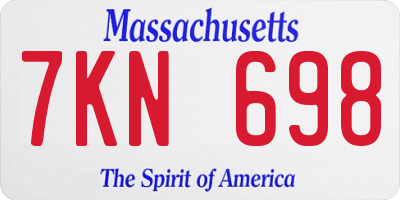 MA license plate 7KN698