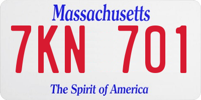 MA license plate 7KN701