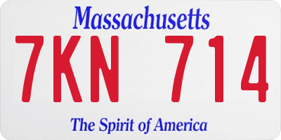 MA license plate 7KN714