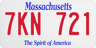 MA license plate 7KN721
