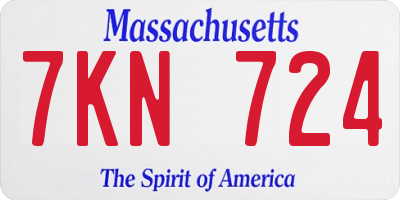MA license plate 7KN724