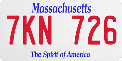 MA license plate 7KN726