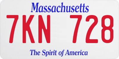 MA license plate 7KN728