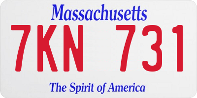 MA license plate 7KN731