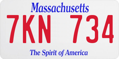 MA license plate 7KN734