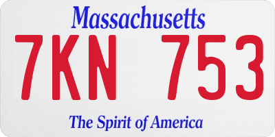 MA license plate 7KN753