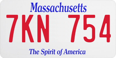 MA license plate 7KN754