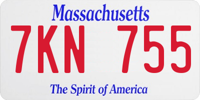 MA license plate 7KN755