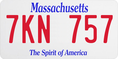 MA license plate 7KN757
