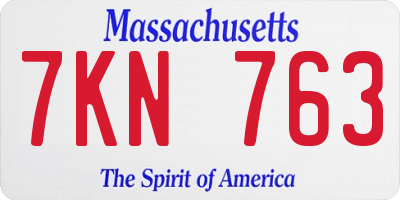MA license plate 7KN763