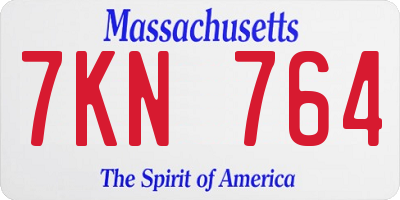 MA license plate 7KN764