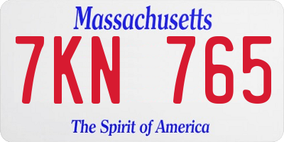 MA license plate 7KN765
