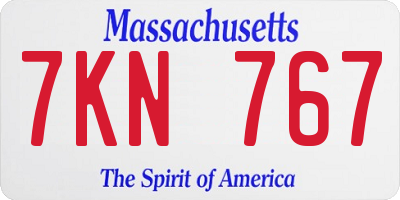 MA license plate 7KN767