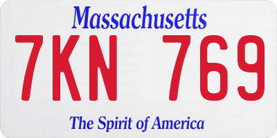 MA license plate 7KN769