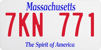 MA license plate 7KN771
