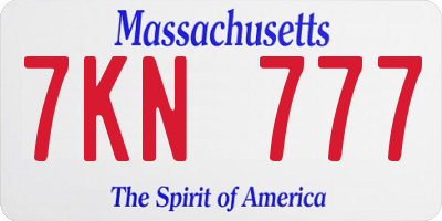 MA license plate 7KN777