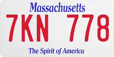 MA license plate 7KN778