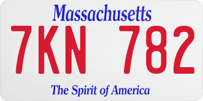 MA license plate 7KN782