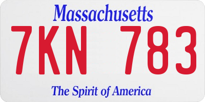 MA license plate 7KN783