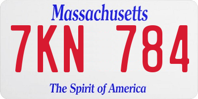 MA license plate 7KN784