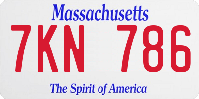 MA license plate 7KN786