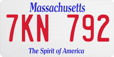 MA license plate 7KN792