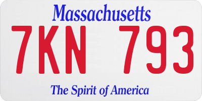 MA license plate 7KN793