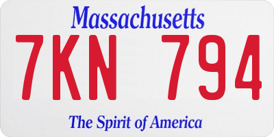 MA license plate 7KN794