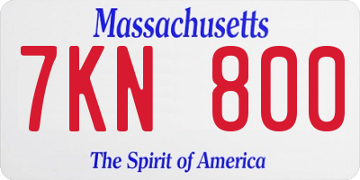 MA license plate 7KN800