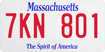 MA license plate 7KN801