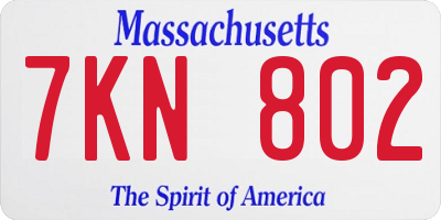 MA license plate 7KN802