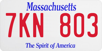 MA license plate 7KN803