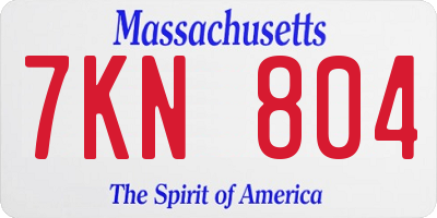 MA license plate 7KN804