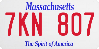MA license plate 7KN807